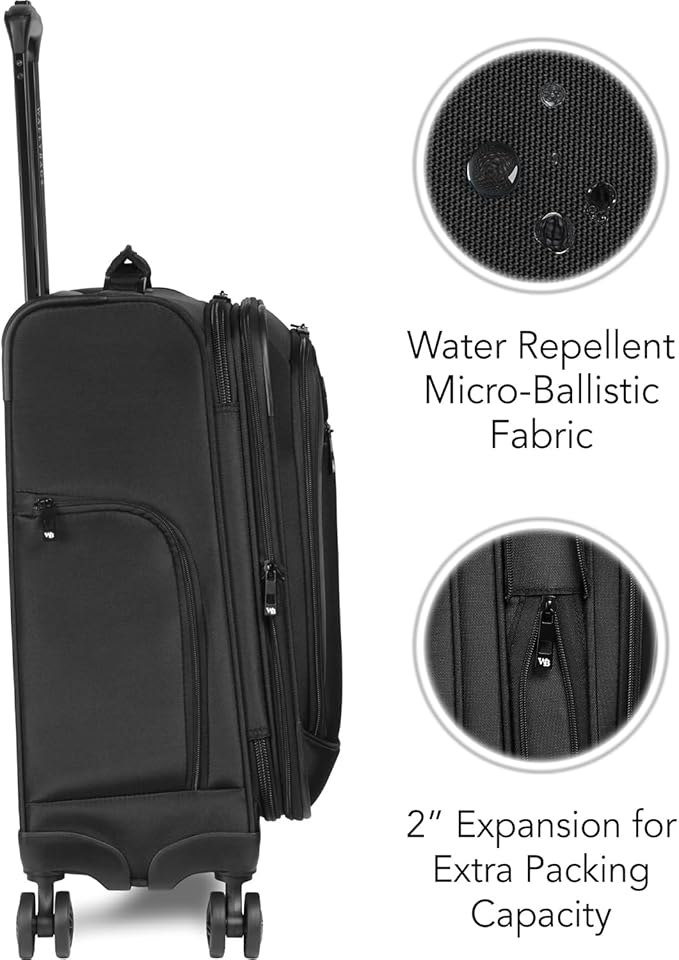 WallyBags Solutions 20” Expandable Spinner Carry-On with Padded Laptop and Electronics Pockets