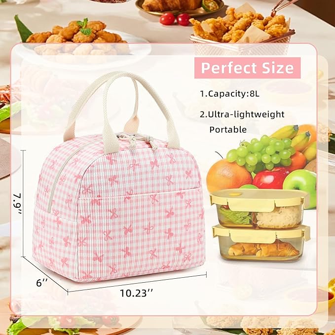 LEDAOU Lunch Box for Women Insulated Lunch Bag Cute Lunchbox Compact Cooler Thermal Reusable Lunch Tote for Work School Picnic Travel