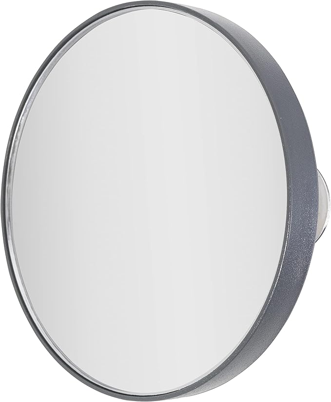 Zadro Compact Spot Mirror, Powerful 10X/15X or 20X Magnifications Travel Mirrors with Suction Cups, Mini Purse-Size Mirror-for-Makeup, Tweezing, and Grooming (10X Magnification, Gray)