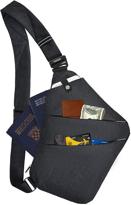 VADOO Sling Bag - Anti-theft Crossbody Shoulder Bag for Men and Women
