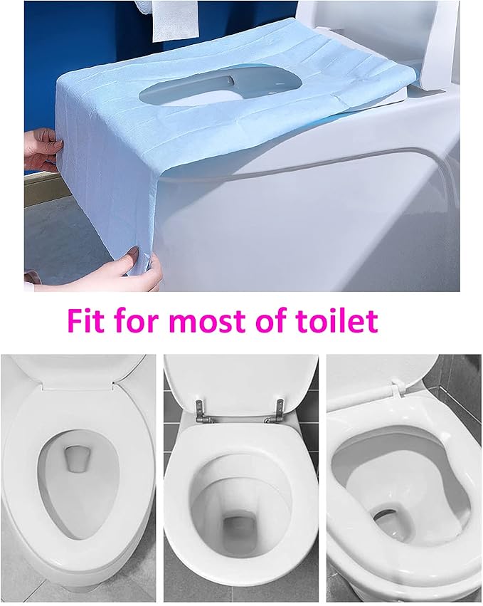 20 Pcs Extra Large 23.6 Inch x 15.8 Inch Blue Disposable Toilet Seat Covers Individually Wrapped Travel Essentials, for Public Restrooms Airplane Camping (blue, 20pcs)
