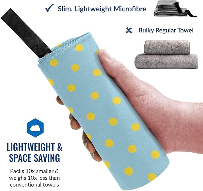 Yellow Polka Dots Sand Free Beach Towel – 31.5"X63" Quick Dry Microfiber Beach Towels for Travel, Swimming, Pool, and Camping, Absorbent and Compact Beach Essential for Women, and Men