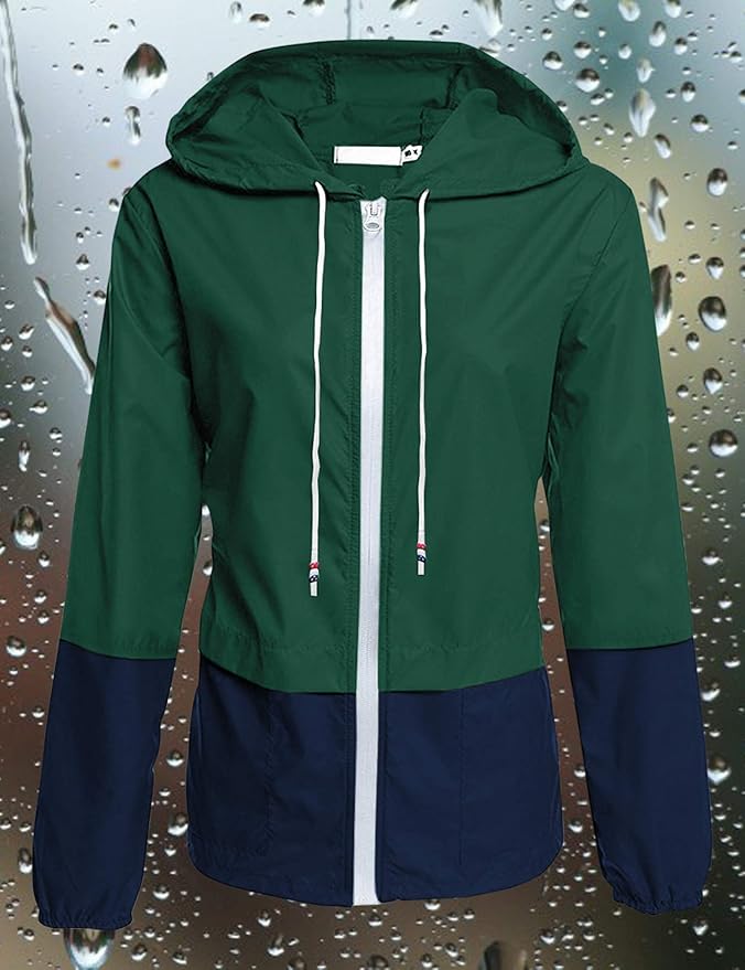 Avoogue Raincoat Women Lightweight Waterproof Rain Jackets Packable Outdoor Hooded Windbreaker