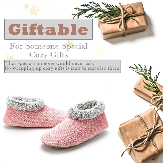 Cozylook Fuzzy Slippers for Women Indoor, Warm Bedroom Slip On Shoes, Winter Fluffy House Socks with Grippers, Cozy Christmas Gifts Unique