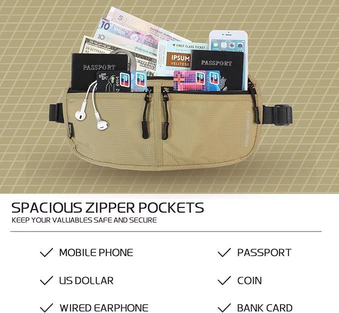 Travel Passport Holder - RFID Blocking Travel Pouch Money Belt Airtag Passport Wallet for Men, Women
