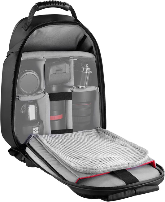NEEWER BASICS Camera Bag for Photographer, Water Resistant Digital Cam Backpack Shockproof Large Case Compatible with Sony Canon Nikon DSLR Mirrorless Lenses Small Photography Accessories, PB26 Black