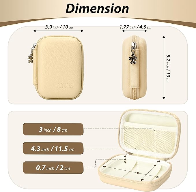 Digital Camera Case for CAMKORY, KODAK PIXPRO FZ45/FZ55, Canon IXUS 285 HS, Lecran, Small Travel Compact Camera Holder with Mesh Pocket for Accessories SD Card (Light Khaki)