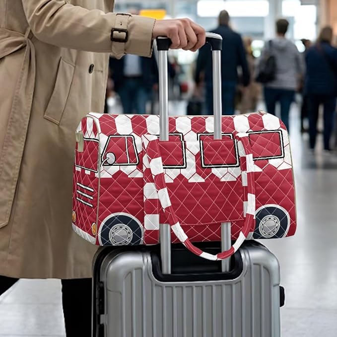 COEQINE Quilted Duffle Bags for Men Travel Cool Quilted Tote Bag Large Car Weekender Bag Designer Carry On Bags,California Van