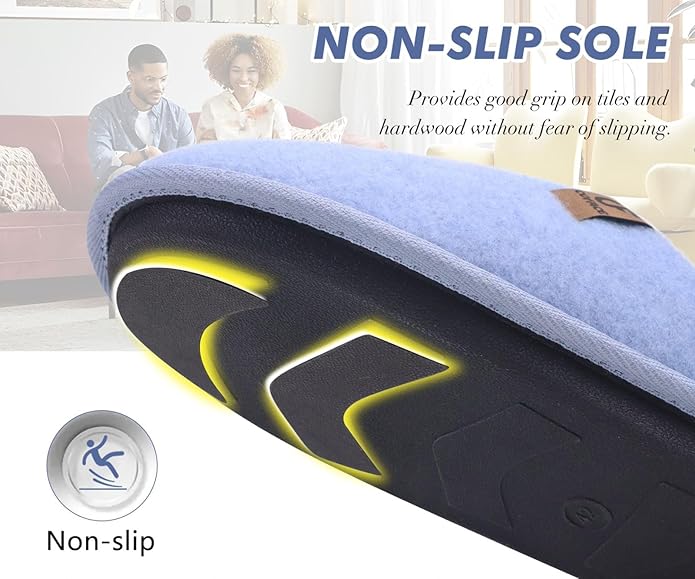 COFACE Mens Cozy Memory Foam Scuff Slippers Casual Slip On Warm House Shoes Indoor/Outdoor Sandal Slippers With Arch Support Rubber Sole Size 7-15