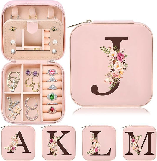 2025 Christmas Gifts Ideas, Initial Travel Jewelry Case Box Organizer Personalized Gifts, Fashion Travel Essentials Trendy Stuff Gifts for Teen Girls