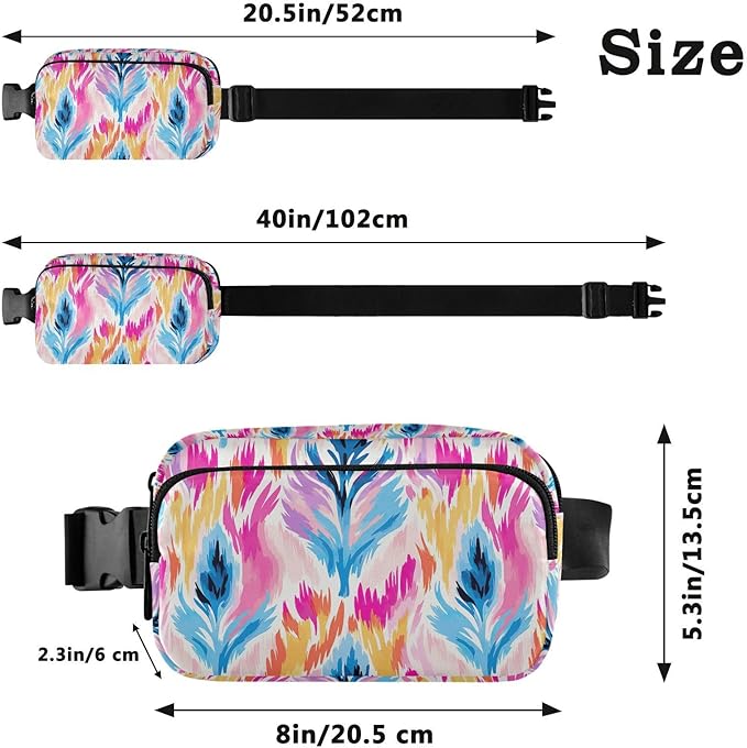 Ethnic Ikat Print Fanny Pack for Women Men Water Resistant Fashion Waist Packs with Adjustable Strap Belt Bag for Travel Workout Jogging Hiking 21219828