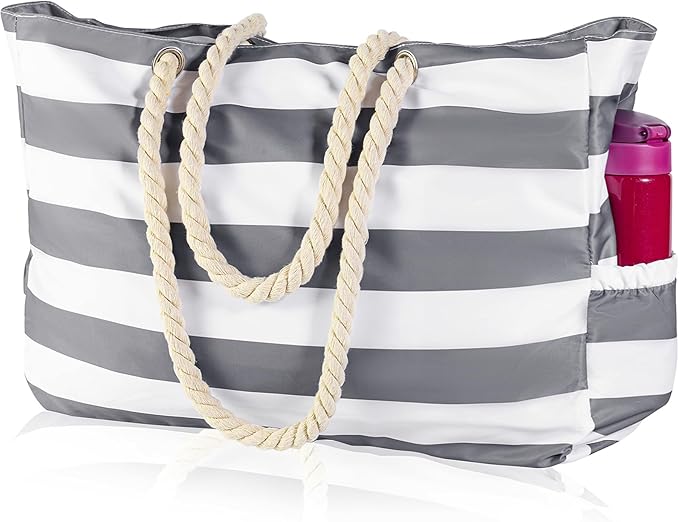 KUAK Beach Bag, Large Beach Bags for Women Waterproof Sandproof Beach Tote Bag with Zipper and Pockets for Pool Family