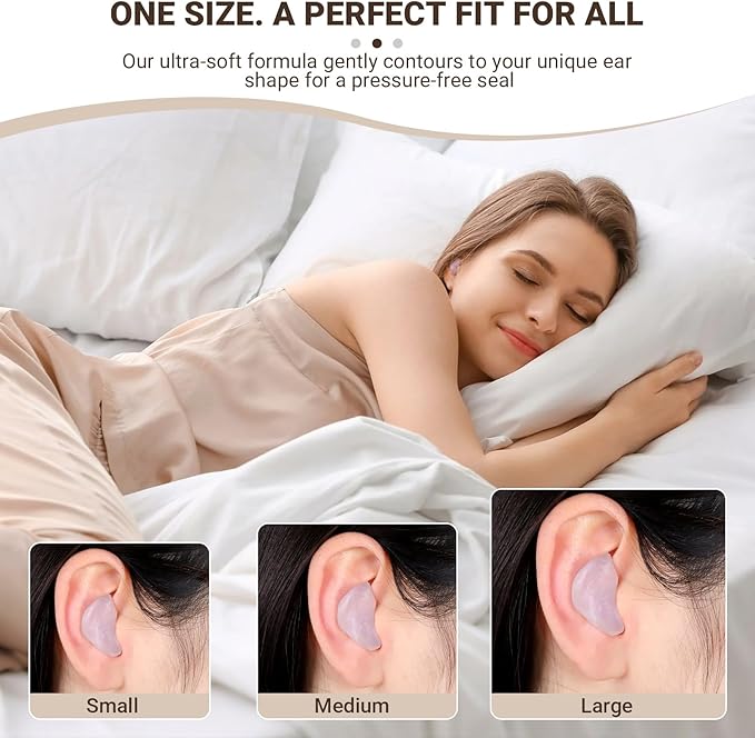 6 Pcs Transparent Wax Earplugs for Sleeping & Swimming, Reusable Moldable Noise Cancelling Ear Plugs, 32dB NRR for Snoring, Travel, Concerts & Work