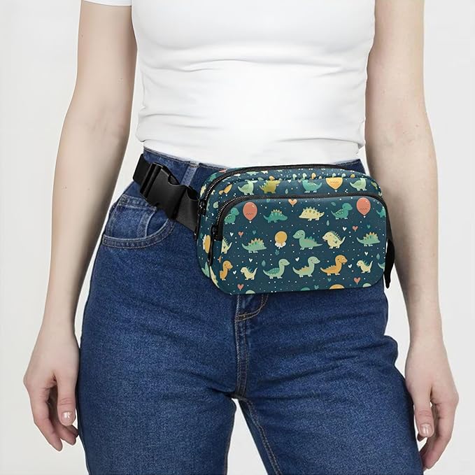 Cute Dinosaurs Fanny Pack for Women Men Water Resistant Fashion Waist Packs with Adjustable Strap Belt Bag for Travel Workout Jogging Hiking 21219796