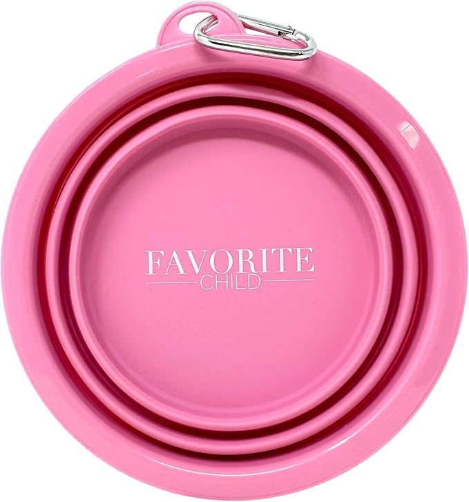 SparkDog Favorite Child Collapsible Dog Bowl, 1000ML (34oz) –XL Food-Grade Silicone Travel Bowl with Sturdy Rim – Extra Large Portable for Dogs & Cats – Great for Pet Lovers (Pink)