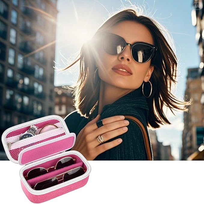 Travel Sunglass Organizer Case for Quay Polarized Sunglasses Men Women, Trendy Glasses Storage Box (Bag Only)