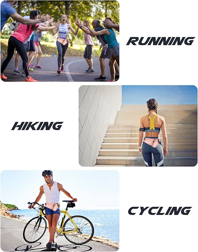 Running Belt, Waterproof Hydration Belt with Water Bottle Holder Hiking Walking Waist Pack Reflective Adjustable Fanny Pack Compatible for Phone Waistband Outdoor