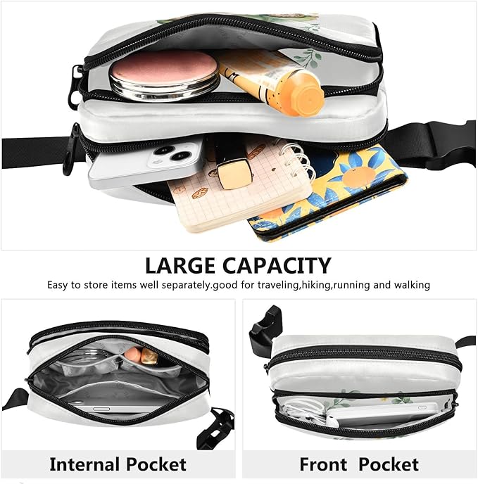Happy Spring Car Flower Fanny Pack for Women Men Water Resistant Fashion Waist Packs with Adjustable Strap Belt Bag for Travel Workout Jogging Hiking 21218879