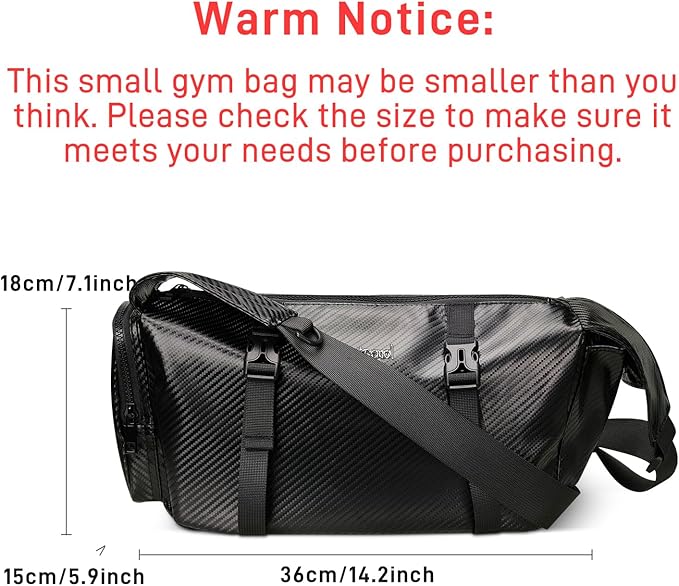 Small Sports Bag Waterproof Ultra-Light Gym Duffle for Men & Women Compact Mini Crossbody Bags, Perfect for Running, Travel & Light Gym (black-woven)