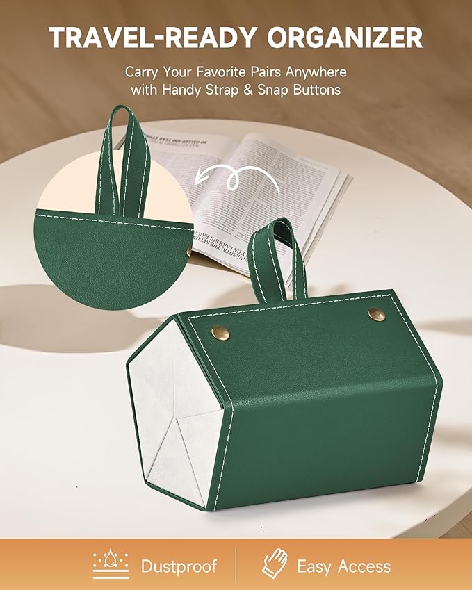 CO-Z Travel Sunglasses Organizer, Foldable Travel Sunglass Case with 5 Slots for Multiple Pairs, Portable Eyeglasses Holder