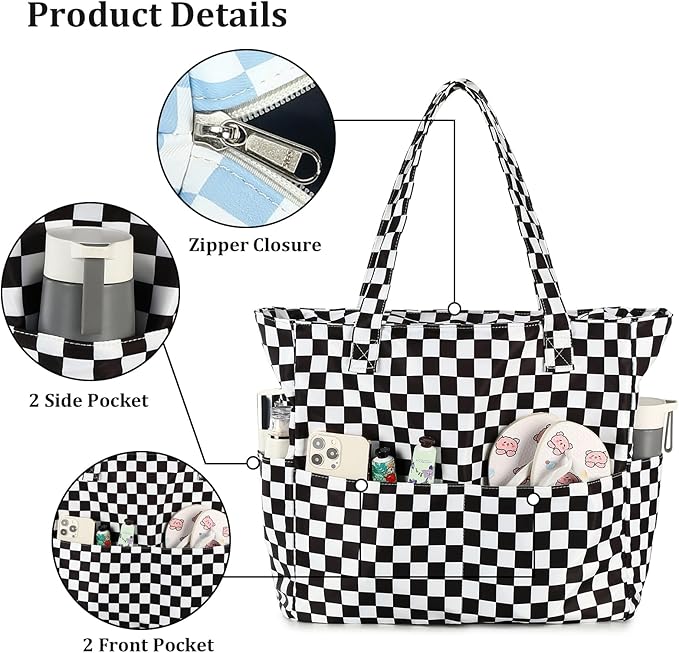 LEDAOU Large Beach Bag Women Waterproof Sandproof Zipper Beach Tote Pool Bag for Swim Gym Grocery Travel with Wet Pocket | Waterproof, Sandproof, Zipper, Pool, Gym, Grocery