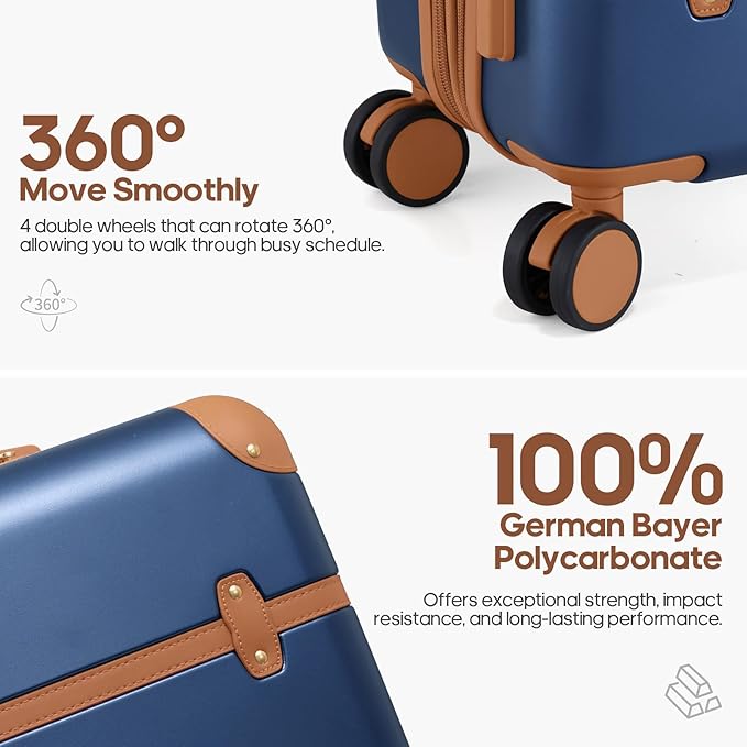 Luggage Sets 3 Piece, Expandable 100% PC Hardshell Suitcase with Spinner Wheels, 20in Suitcase Set with TSA Lock for Women, Carry On Luggage with Travel Backpack