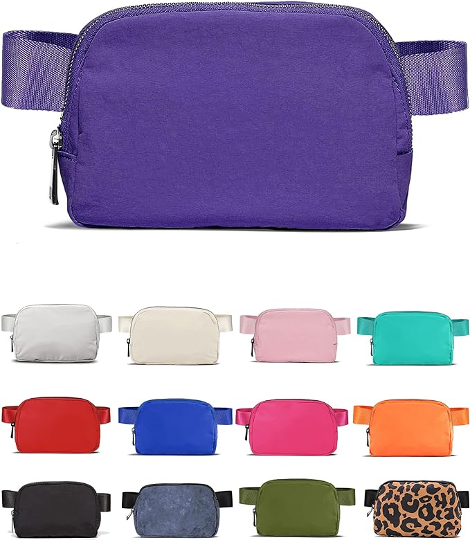 Cross Body Fanny Packs for Women Men Fashion Waist Bag Pouch Nylon Small Travel Crossbody Bags Mini Purse Everywhere Belt Bag Bum Bag with Adjustable Strap for Workout Running Hiking Violet
