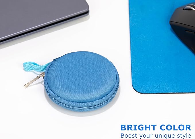 Ginsco Mini-Portable Hard Shell Earbuds Case for Apple EarPods Headphones USB-C Wired Ear Buds/Samsung Galaxy Wired Earbuds, Travel Case for Earphones Earplugs (2, Blue)