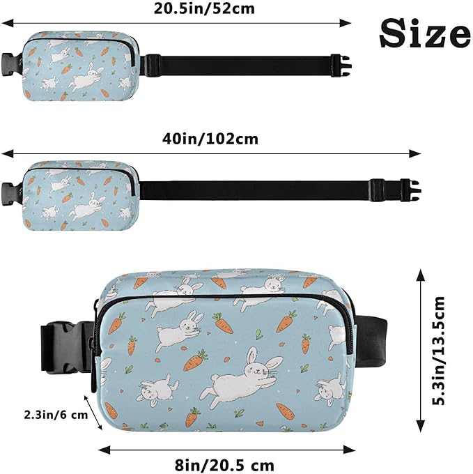 Kawaii Rabbit Carrot Fanny Pack for Women Men Water Resistant Fashion Waist Packs with Adjustable Strap Belt Bag for Travel Workout Jogging Hiking 21219126