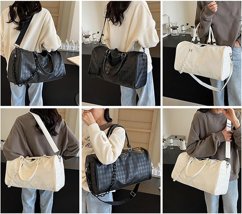 Gym Bag Large Capacity Travel Bag Fashionable Fitness Bag PU Leather Overnight Bag Weekends Bag Hospital Bag for Daily