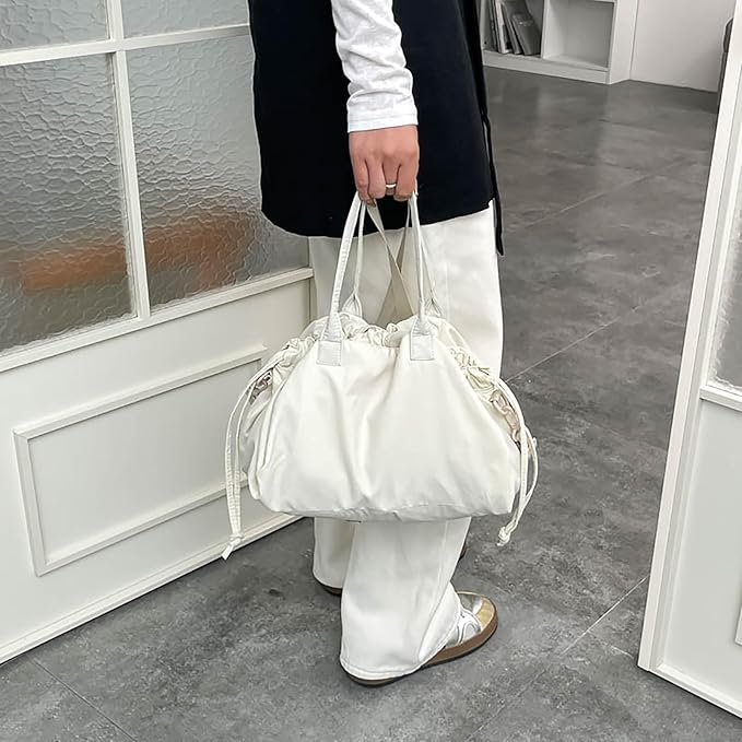 Stylish Crinkled Nylon Handbag with Adjustable Comfortable Strap and Spacious Interior Shoulder Bag for Work or Gym Use Bag