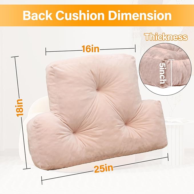 Back Pillow for Chair, Memory Foam Lumbar Pillow for Back Support, Back Rest Cushion for Office, Sofa, Couch Sitting, Recliner, Bed and Lower Back Pain (Pink)