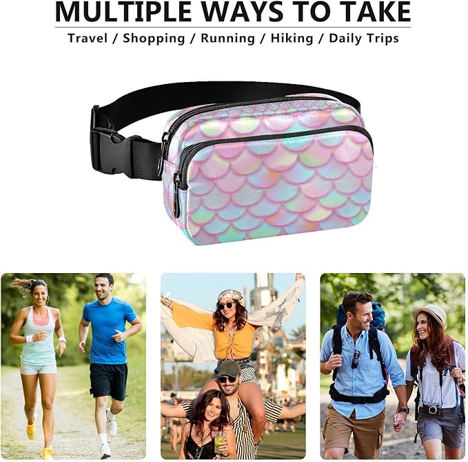 Colorful Mermaid Scale Fanny Pack for Women Men Water Resistant Fashion Waist Packs with Adjustable Strap Belt Bag for Travel Workout Jogging Hiking 21219393