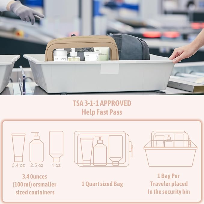 3PCS Clear Toiletry Bag,TSA Approved Travel Makeup Pouch with Zipper for Cosmetics and Toiletries，Diaper Bag Organizer Pouch Set,Women's Purse Organizer and Clear Car Bag