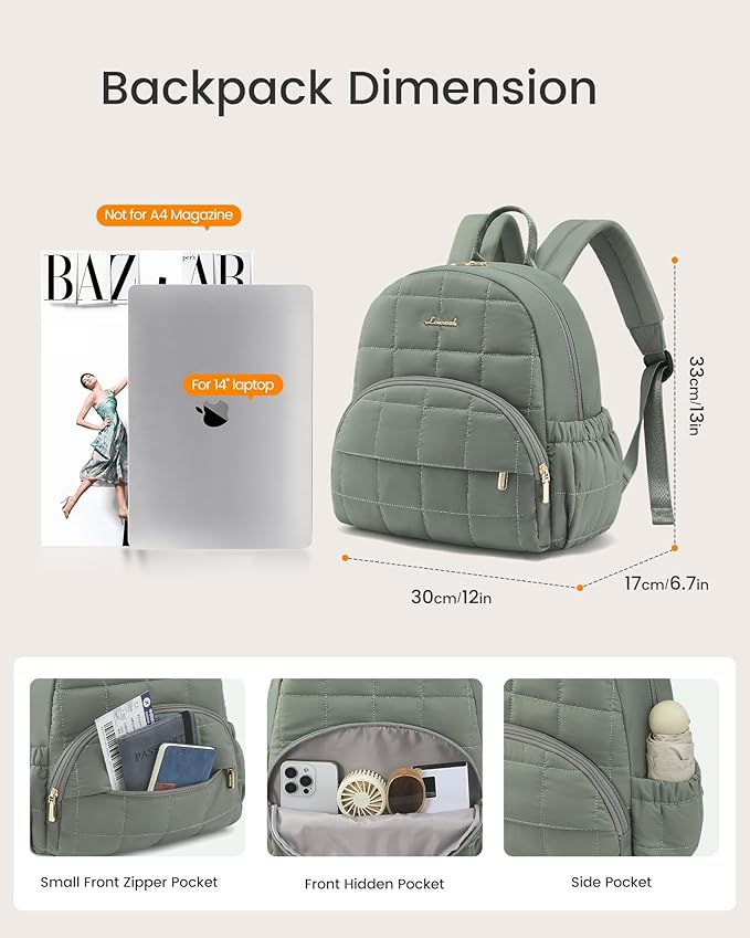 LOVEVOOK Small Backpack Purse for Women, Mini Puffer Backpack with Anti-theft Pocket, Lightweight Quilted Casual Daypack for Daily Work & Travel