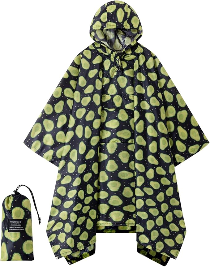 Hooded Rain Poncho for Adults - Waterproof Rain Coat and Lightweight Jacket 3-in-1 Multi-Function with Pockets