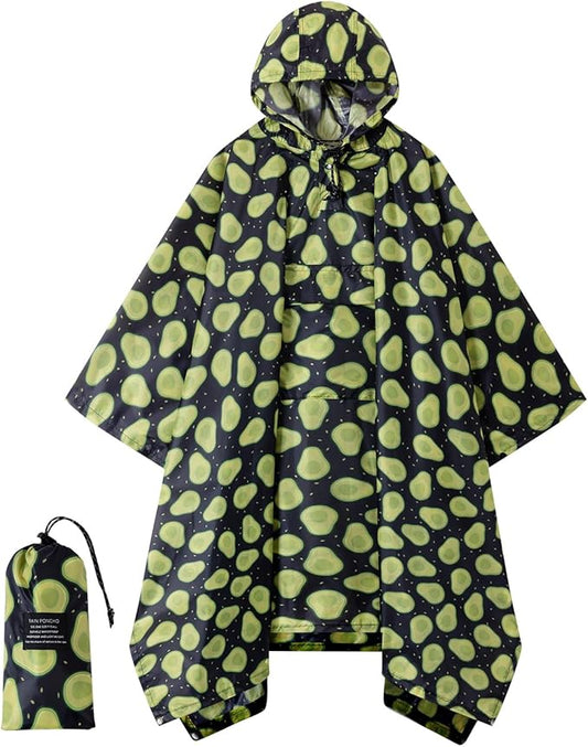 Hooded Rain Poncho for Adults - Waterproof Rain Coat and Lightweight Jacket 3-in-1 Multi-Function with Pockets