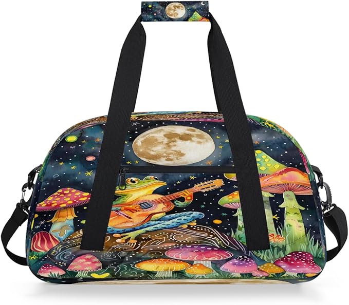 Travel Duffle Bag for travel duffle bag sports Girls Boys Kids Galaxy Frog Mushroom Lightweight Overnight Sleepover Weekender Bags Small Dance Gym Sport Bag Teens Carry-On Size Workout Bag