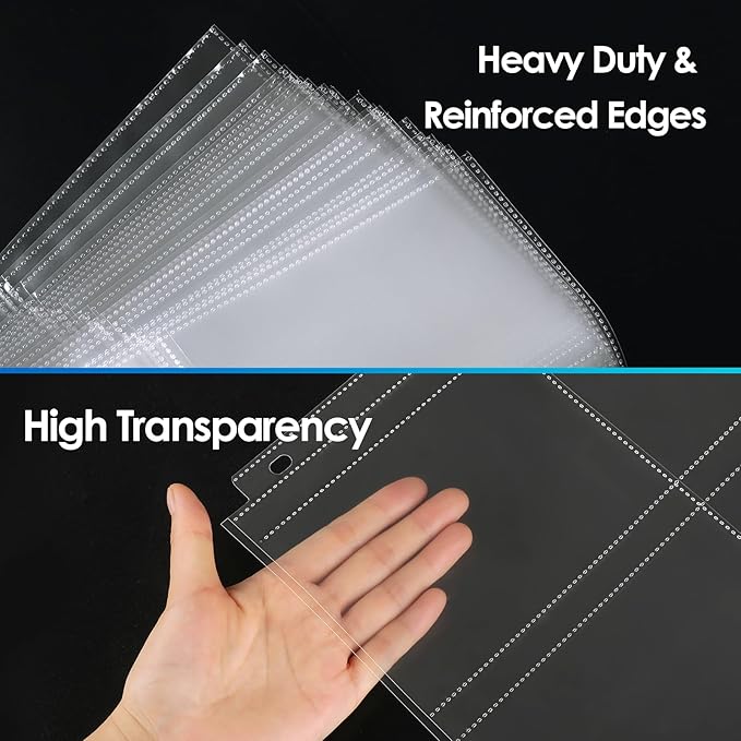 MaxGear 30 Pack 3.5x5 Photo Sleeves for 3 Ring Binder (240 Pictures), Heavy-Duty Archival Page Protectors, 4-Pocket Clear Photo Album Refill Pages, Plastic Seed Binder Pages 8.5x11, Acid-Free