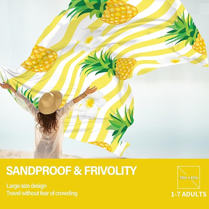 Beach Blanket Oversized Extra Large78 X 81",Waterproof Sandproof Beach Blanket 1-7 Adults Lightweight Durable for Travel Camping Hiking Picnic