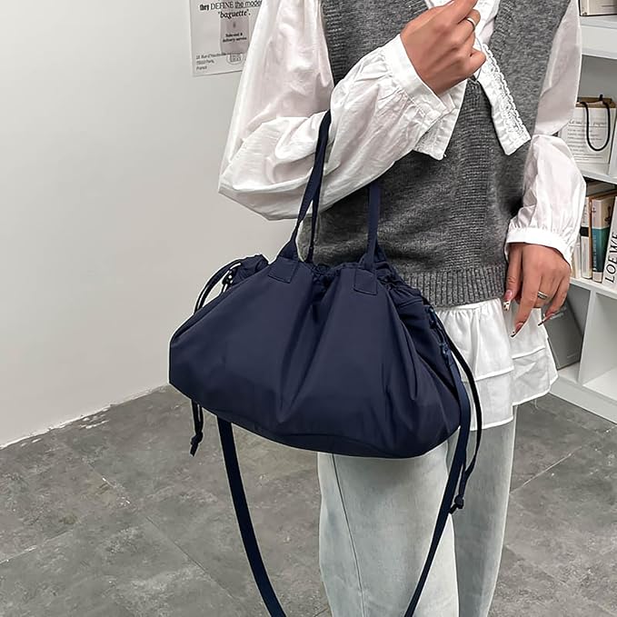 Stylish Crinkled Nylon Handbag with Adjustable Comfortable Strap and Spacious Interior Shoulder Bag for Work or Gym Use Bag