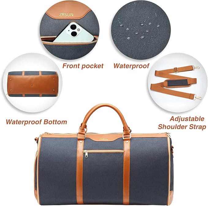 Convertible Garment Bag with Shoulder Strap, Carry on Garment Duffel Bag for Men Women,Waterproof & Wrinkle-Free Suit Carrier for Business Trips & Weekend Getaways, Foldable & Lightweight