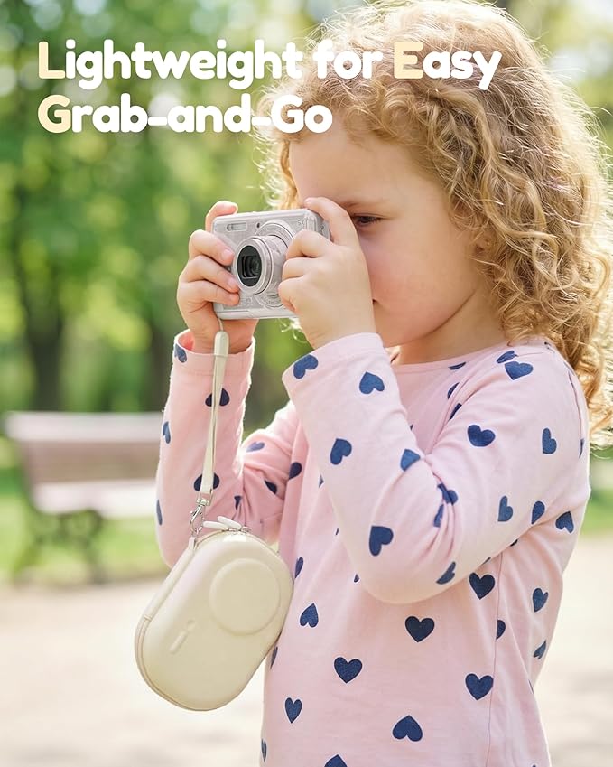 ProCase Camera Case for Kodak PIXPRO FZ55/FZ45/C1 Zoom, Compact Hard Shell with Snug Fit Protection, Small Digital Camera Travel Case with Mesh Pocket, Cute Portable Bag for Kids - Beige