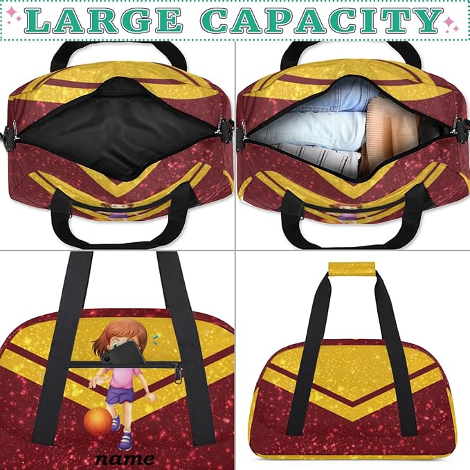 Custom Name Gym Travel Duffle Bag with Front Zipper Pocket Personalizedfor Sports Bag for Overnight, Weekender, Carry On,Workout & Dance, 18.9 * 8.7 * 10.6 in，Soccer Boy
