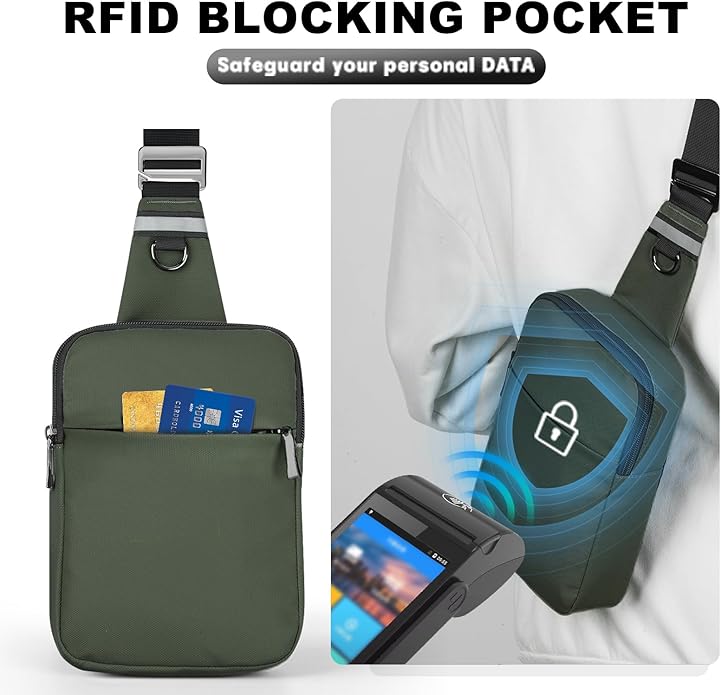 BROADREAM Mini Sling Bag for Men Women Small Crossbody Backpack Shoulder Bags with RFID & Waterproof for Hiking Trave Running