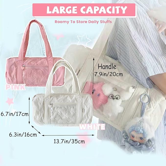 Ballet Dance Bag for Girls Toddler Dance Bags for 4-6 Ballerina Small Overnight Sleepover Gym Bag,with Kawaii Ita Bags Pin Display Pocket