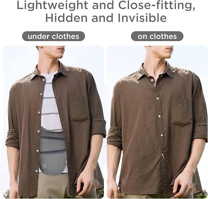 Crossbody Bag for Men Women Anti-Theft Money Belt for Travel Hidden Slim Passport Holder Mini Sling Bag Chest Belt Under Clothes to Protect Cash, Credit Cards, Phone