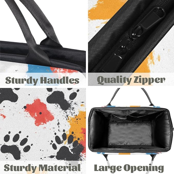 Cartoon Dog Cat Pawprints Overnight Weekender Bag for Women Men Travel Duffel Bags Waterproof Luggage Carry on Sports Yoga Gym Bag