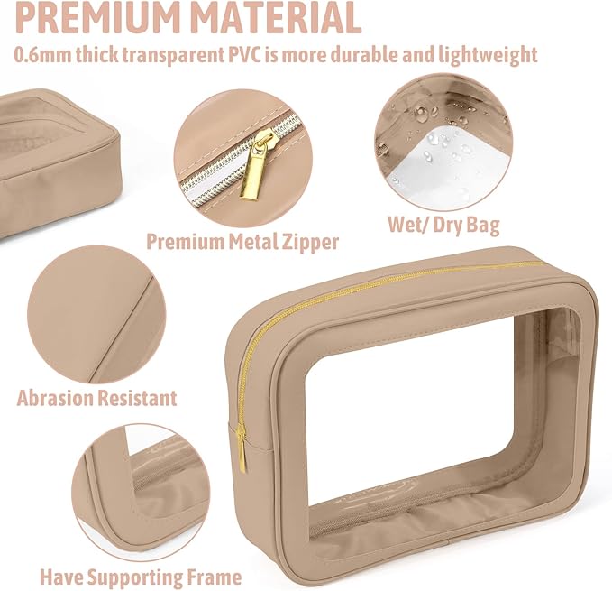 6PCS Clear Toiletry Bag,TSA Approved Travel Pouch with Zipper for Cosmetics and Toiletries，Diaper Bag Organizer Pouch Set, Purse Organizer and Clear Car Bag for Women and Kids