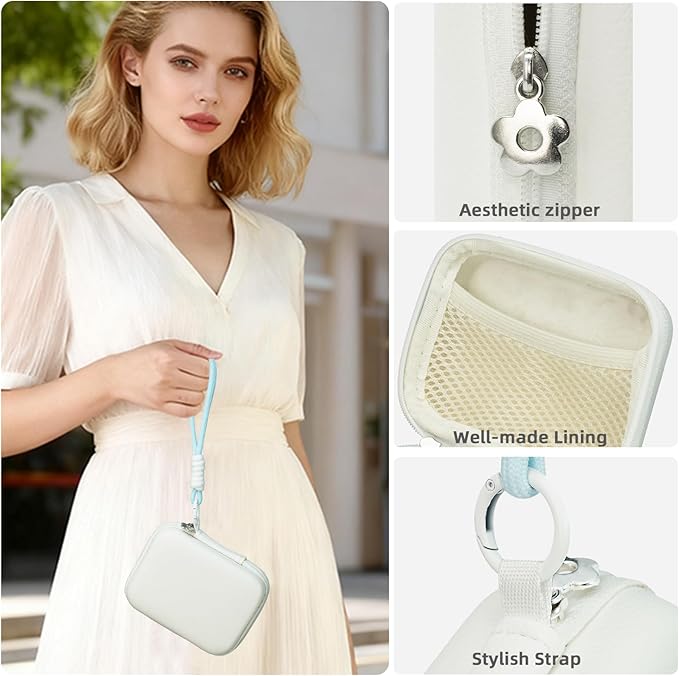 Compact Digital Camera Case: Small Carrying Pouch for Kodak pixpro fz55 fz45, Canon ixus 285 hs elph 360, Nikon s6900, Sony dsc w830, Camkory dc403 ect, Digtal Camera Accessories (White)